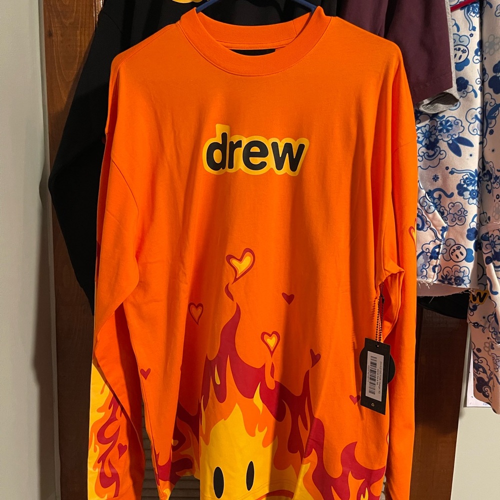 NWT Drew House LS orange fire shirt